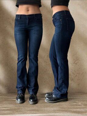 Low rise bootcut jeans dark wash flare jeans 2000s denim flare slim